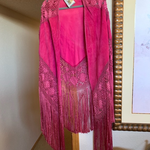 Claudia Rolandi suede and macramé shawl - Picture 2 of 3